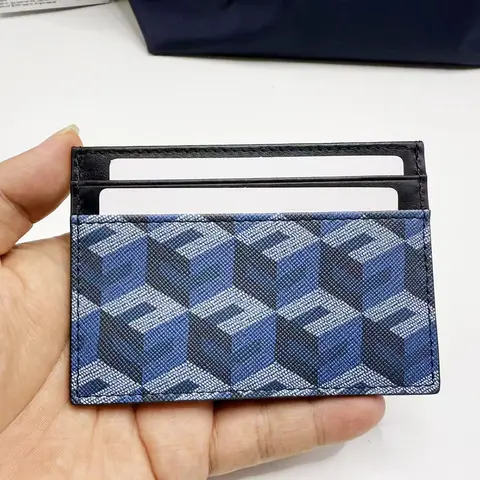 Classic Fashion Multi-Functional Small Leather Card Holder Wallet Document Protection Clip-On Geometry Pattern Design