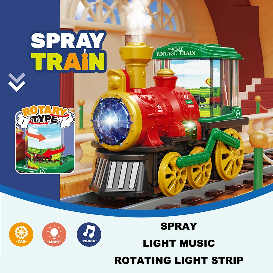 Simulation electric steam spray train train toy car model Electric toy Boy Girl toy birthday gift