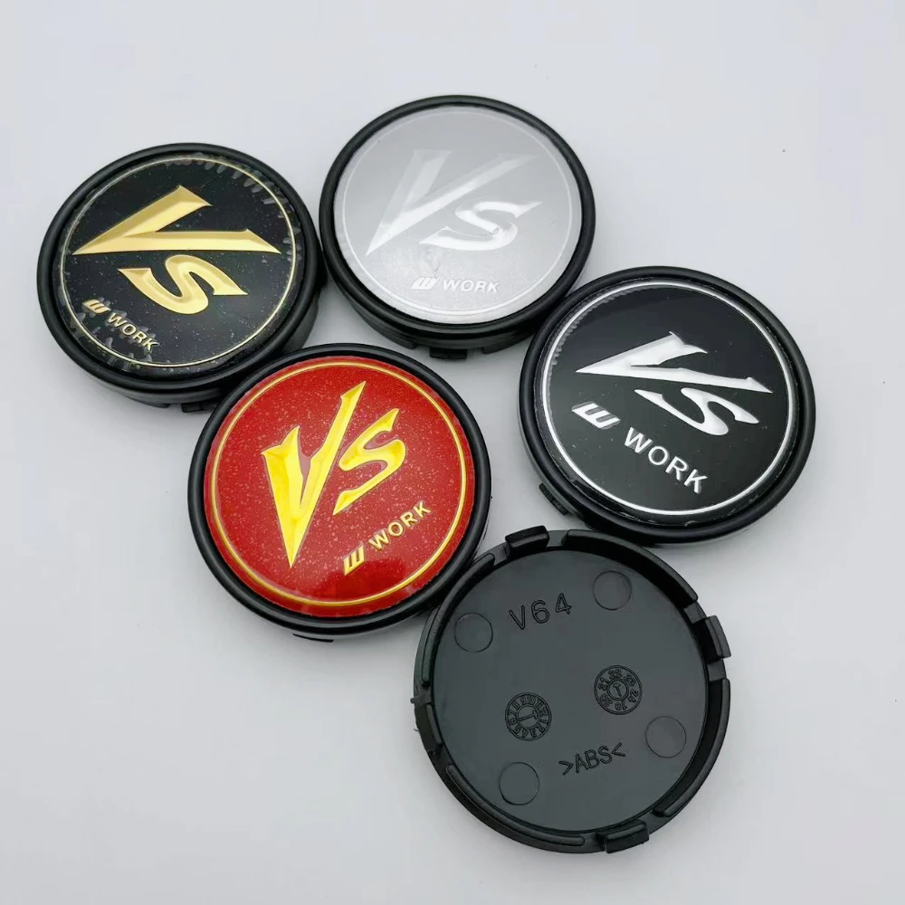 4pcs VS W Work Logo Emblem 64MM (I.D 61MM) Car Wheel Center Caps Wheels Auto Rim Hubcaps Cover Replace Car Accessories for Volvo