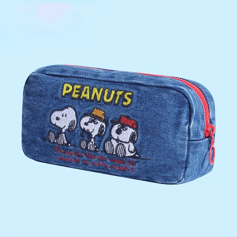 Snoopy Pencil Case Denim Anime Cartoon Boys Girls Large Capacity Zipper School Supplies Cute Kids Storage Pen Bag scatola di cancelleria