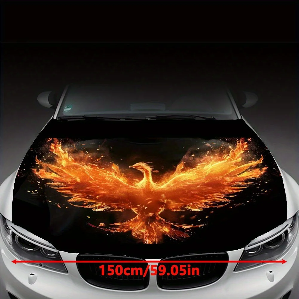 Phoenix Rising From The Ashes Car Hood Decal Sticker, Durable Car Vinyl Wraps Suitable For Most Vehicles, Car Engine Hood Protec