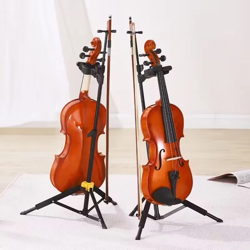 Metal Violin Vertical Stand Stable Self-locking Adjustable Foldable Non-slip Violin Support Musical Instrument Accessories