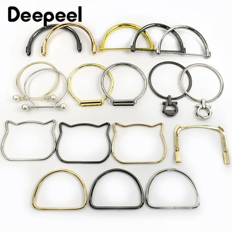 2Pcs Deepeel Metal Purse Frame Bag Handles DIY Handmade Sewing Brackets for Making Handbag Woven-bag Hardware Wallet Accessories