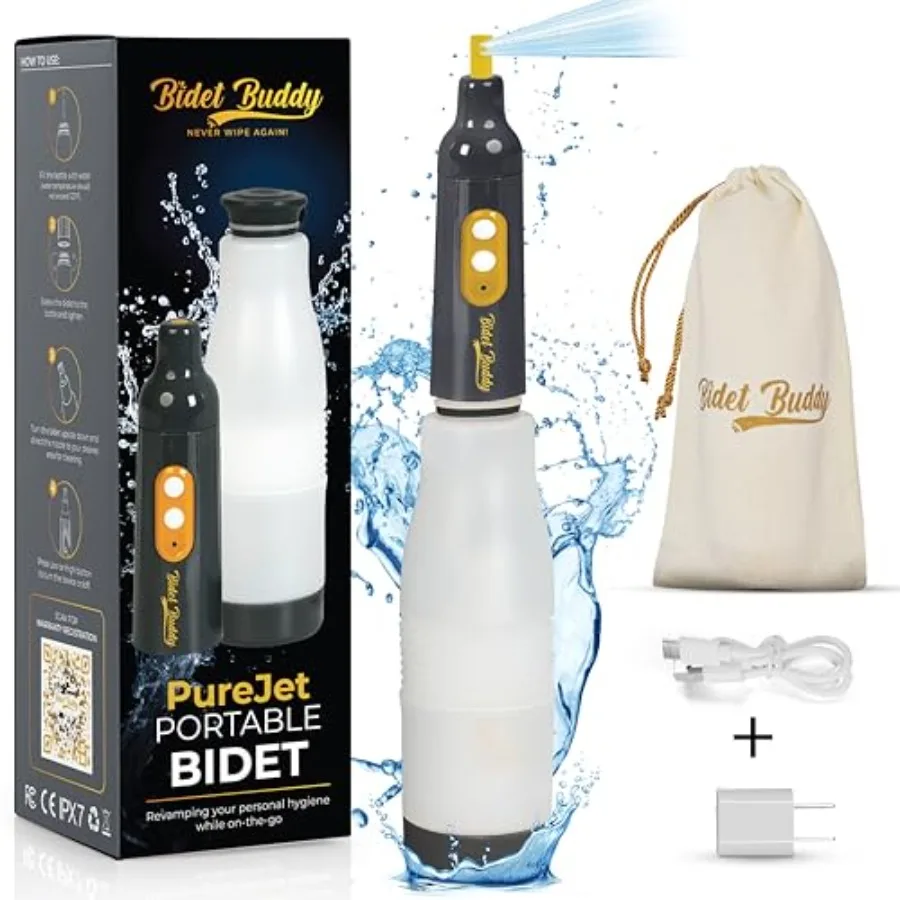 

Портативный биде BIDET BUDDY PureJet для путешествий и кемпинга, перезаряжаемый, электрический, водонепроницаемый, компактный, с USB-C, для личной гигиены