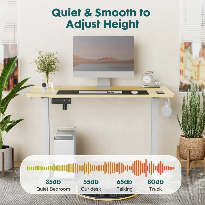 Smug-調整可能な高さのデスク、電気腹筋スタンドアップダウンコンピュータテーブル、人間工学に基づいた上昇デスク、63 x24インチ