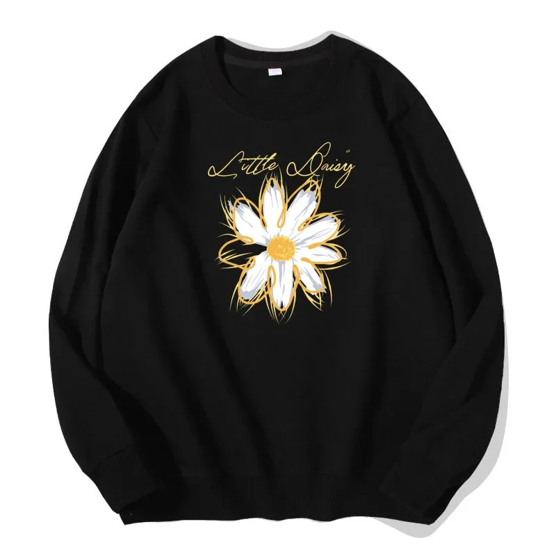 Spring Autumn Women Casual Clothes Fashion Pullover Chrysanthemum Flowers Print Sweatshirt Girl Pure Cotton Hoodies