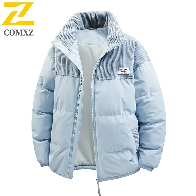 

COMXZ Men Bread Jacket Embroidery Windproof Thick High-Quality Camping Picnicking Winter Padding Travel Streetwear Parker Coat