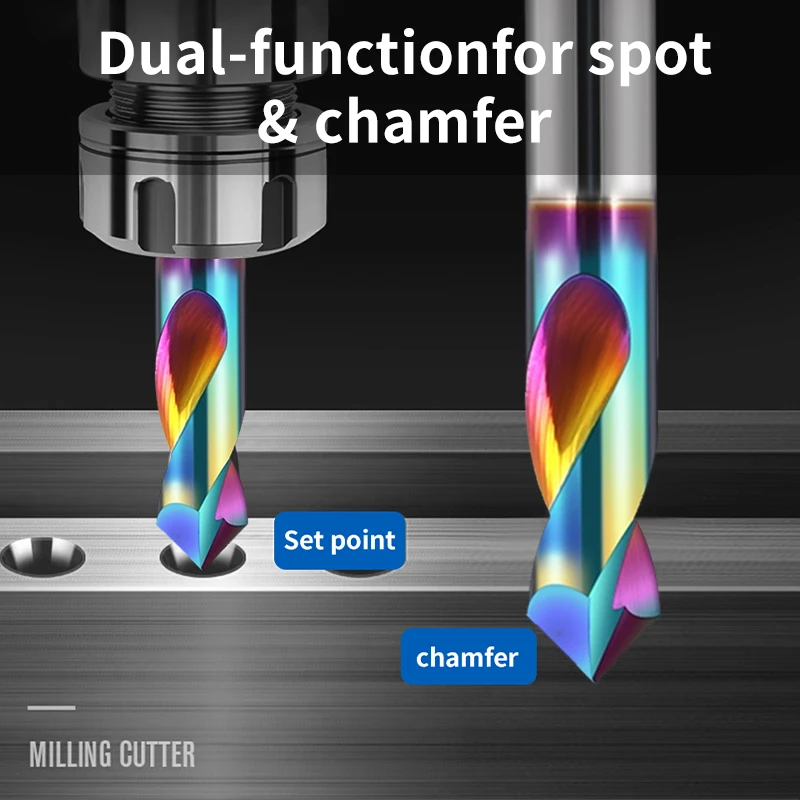 HRC65 Colorful Aluminum-Specific Spot Drill / 90° Chamfer Tool / Center Drill / Positioning & Centering Drill