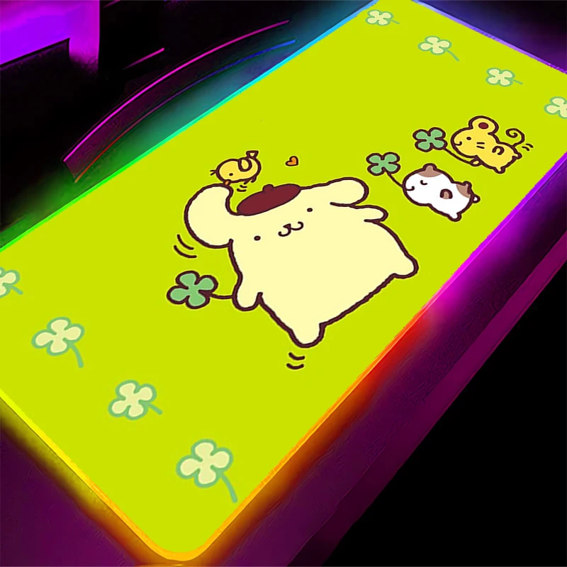 

RGB Mouse Pad Pompompurin Anime Carpe Large Kawaii PC Gamer Computer LED Mausepad Keyboard Gaming Accessories Backlight Desk Mat