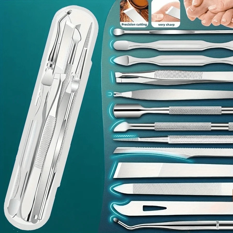 10pcs Professional Pedicure and Manicure Tool Set - Stainless Steel Foot, Hand, and Nail Care Kit for Ingrown Nails and Removal