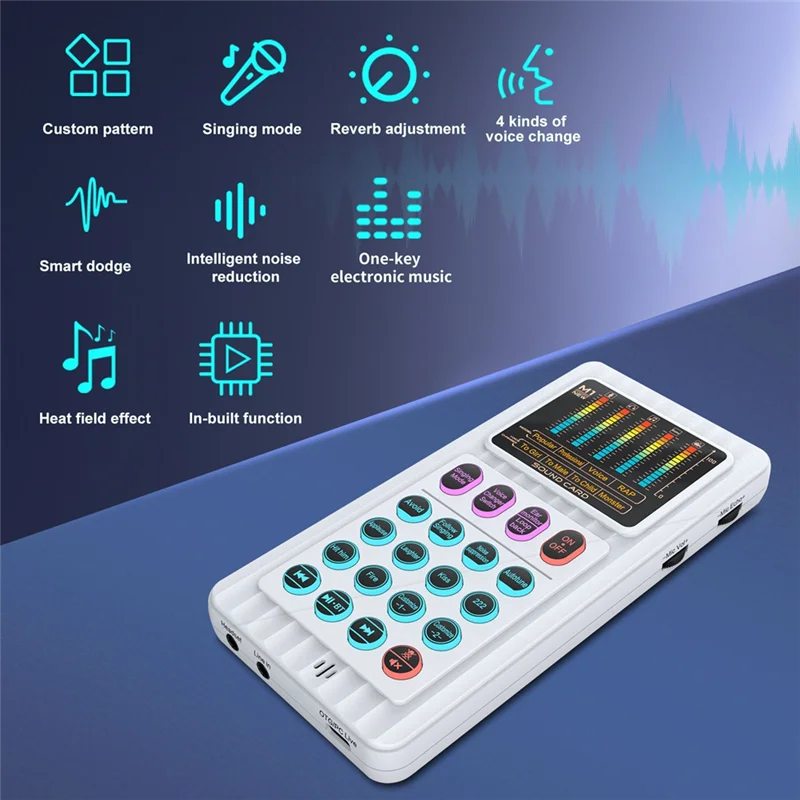 New Voice Changer Device With 8 Sound Effects Lighting Mini Live Broadcast Handheld Mic Machine Karaoke A