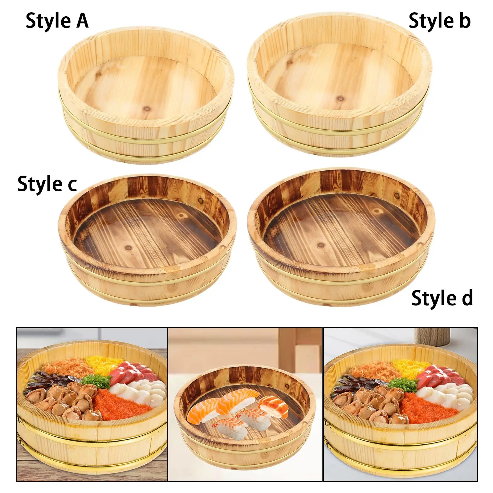 Sushi Bucket Wood Table Centerpiece Cooling Bowl Practical Rice Mixing Tub