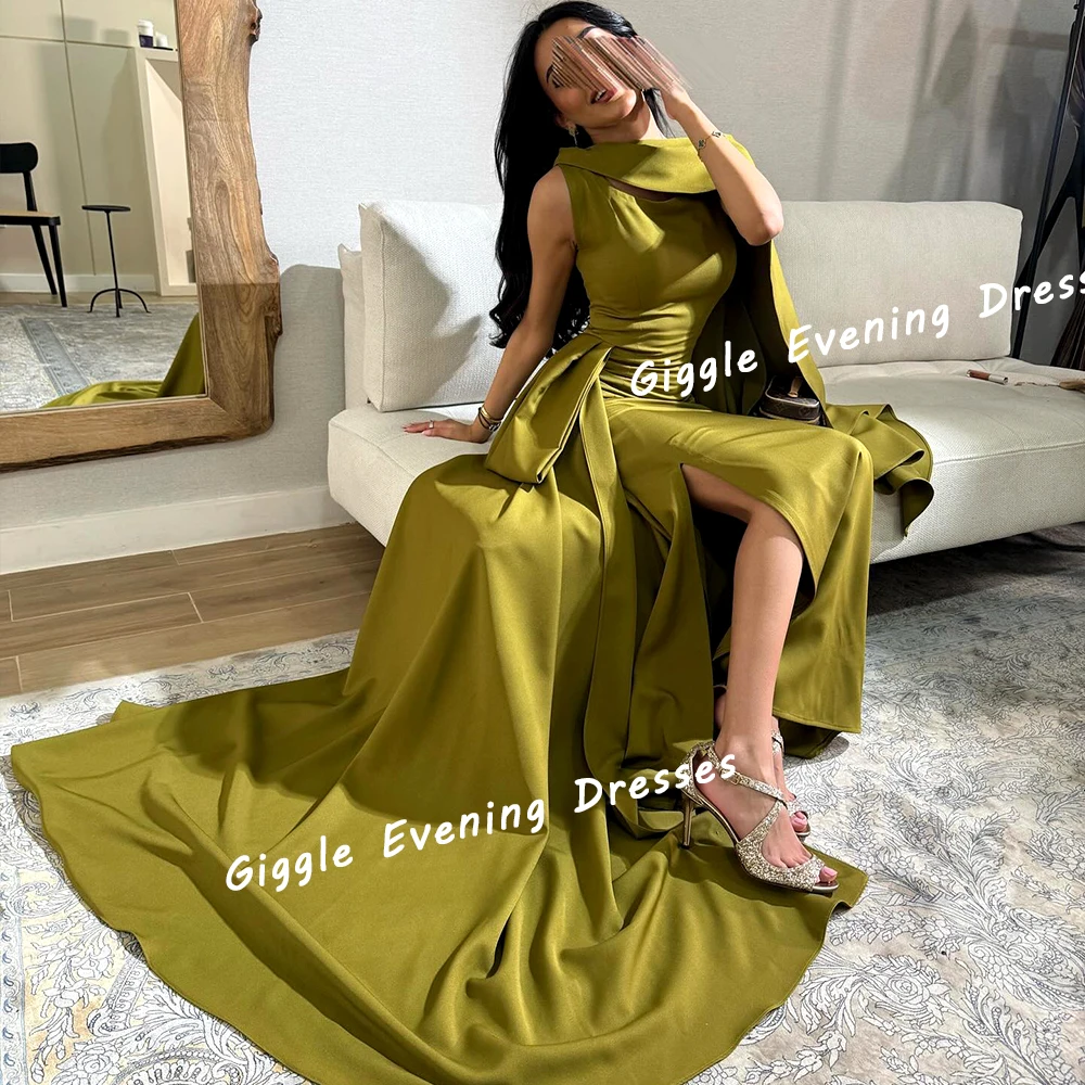 Giggle Crepe One-Shoulder Close-Fitting Elegance Prom Gown Saudi Arab Simple Floor-Length Evening Party Dresses for Women 2024