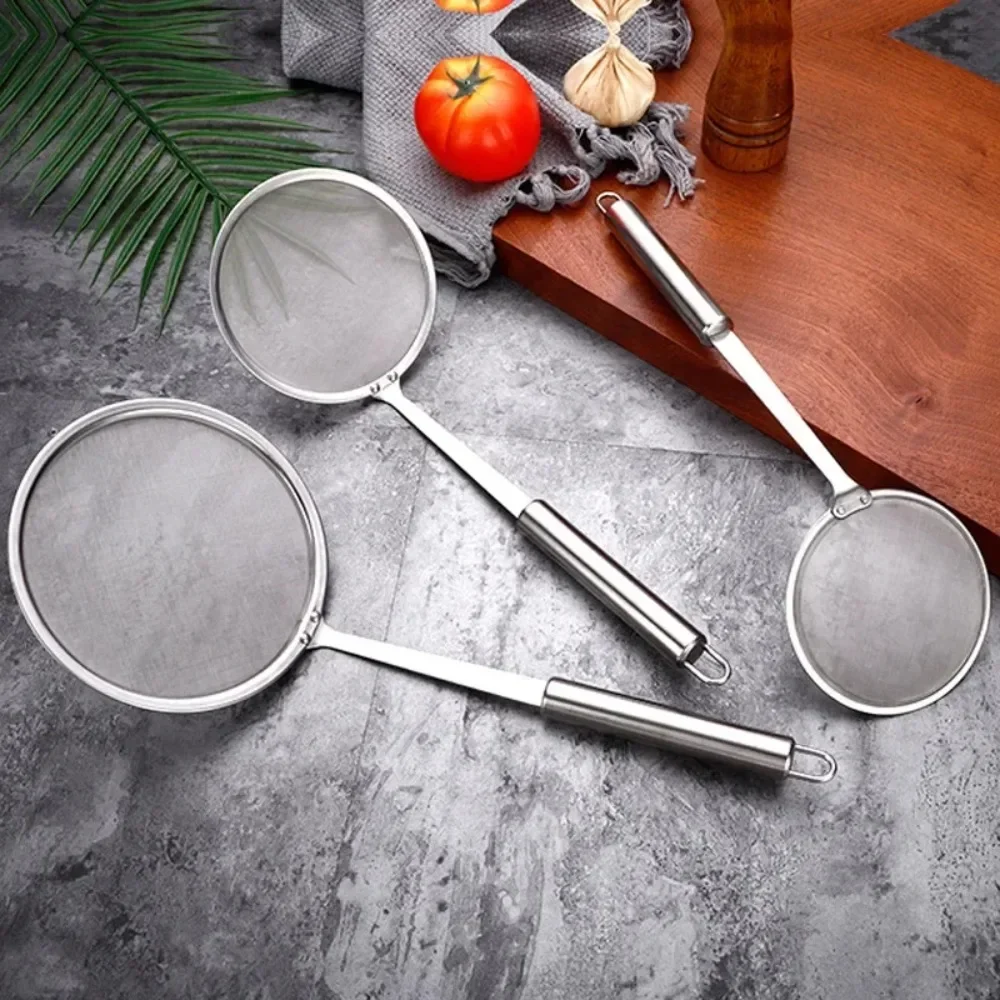 304 Stainless Steel Pasta Colander Oil Filter Spoon Large Skimmer Noodle Drainer Long Handle Fine Mesh Screen Kitchen Gadgets