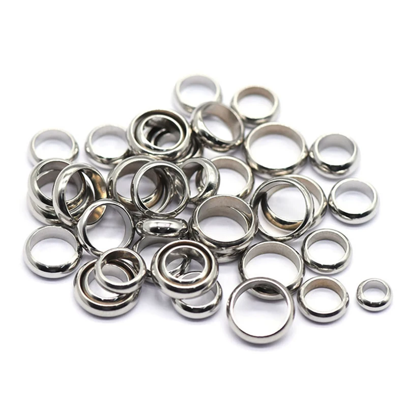 1 Pack Stainless Steel Spacer Loose Beads Hole Size 2/3/4/5/6/8mm Spacer Stopper Rondelle Beads for DIY Jewelry Making Findings