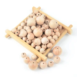 LOFCA 50pcs Wooden Beads 12/15/20mm Natural Ball Round  to make for crafts bracelets Necklace Jewelry accessories