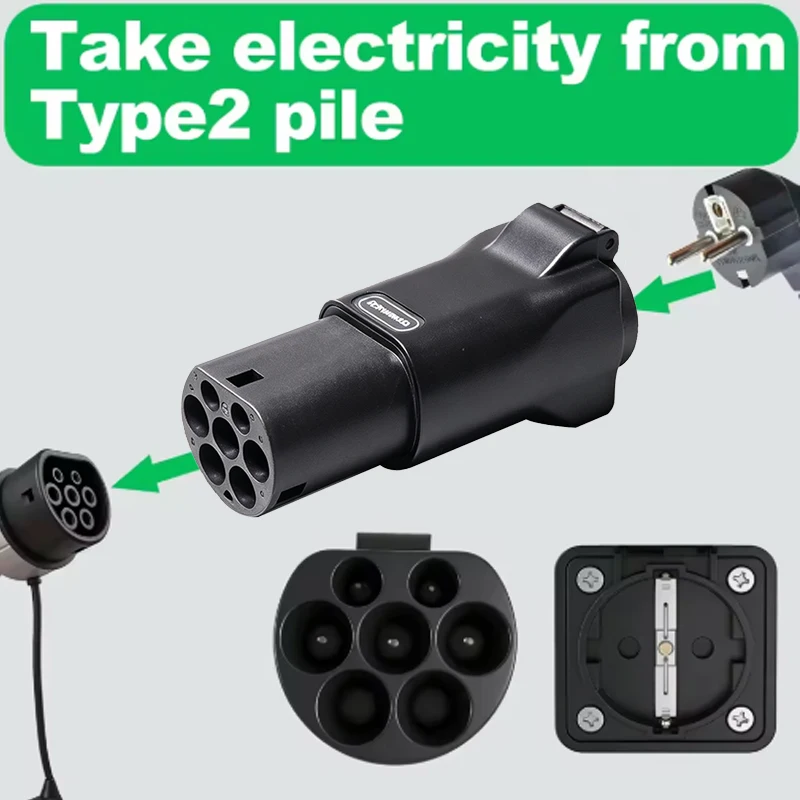 Portable Discharger Electric Vehicle Discharge Adapter EV Conversion For Schuko Socket 220V EU Plug For Camping GBT/Type2