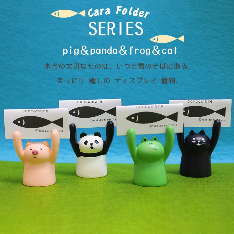 Cartoon Pig Frog Animal Figure Zakka Japan Style Sundry Goods Card Holder Memo Clip Cute Miniature Ornament Accessorie Figurines
