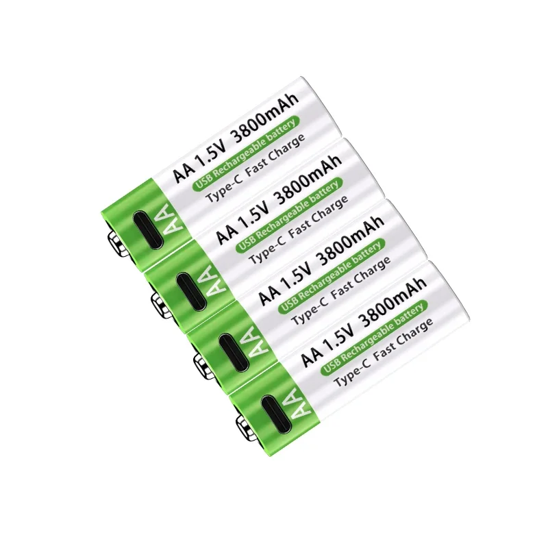 LIKEKALA بطاريات ليثيوم أيون AA قابلة للشحن USB ليثيوم أيون 3800 مللي أمبير 1.5 فولت AA بطاريات قابلة للشحن + كابل بيانات وصندوق تخزين