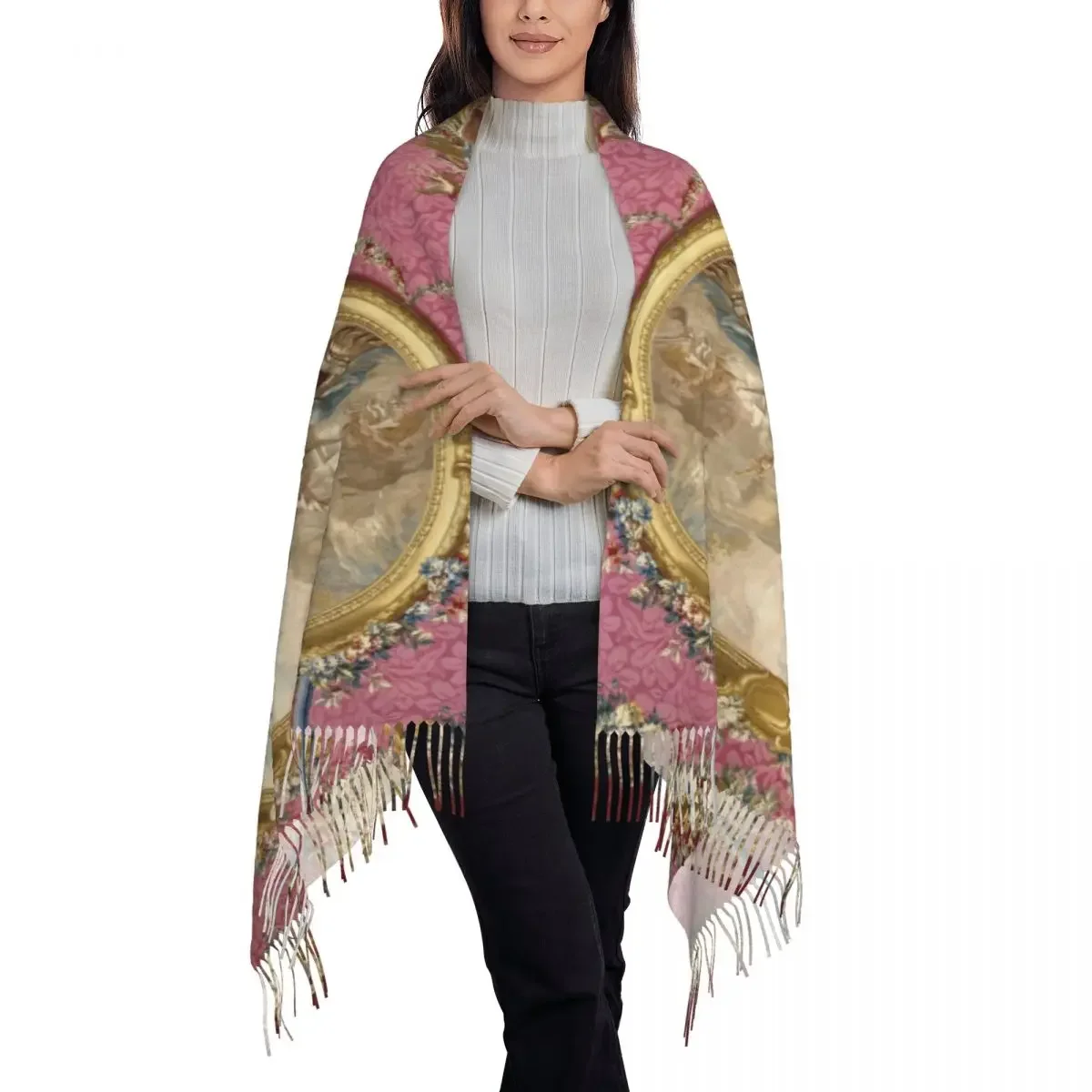 Fashion Venus Aux Forges Tassel Scarf Women Winter Warm Shawls Wraps Lady Boucher Rococo Renaissance Scarves