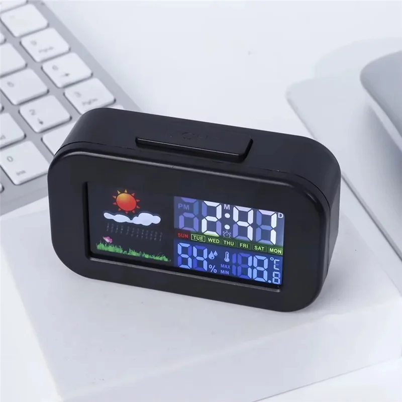 

LBER Weather Station Clock With Color Display Temp&Humidity Monitor Backlit For Kids Teens Students - Bedroom Dorm Desk