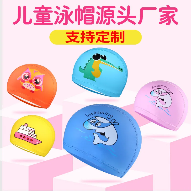 Cuffia da nuoto morbida impermeabile per bambini Protezione per capelli simpatico cartone animato Comoda copertura per le orecchie Accessori per il nuoto per ragazzi e ragazze alla moda