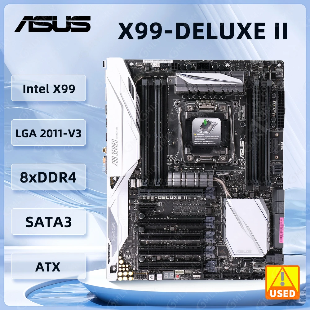 Asus X99-DELUXE II Motherboard Intel X99 Motherboard LGA 2011-V3 DDR4 128GB ATX support 6800K E5-1607 2620 2650L 2695 2699 5960