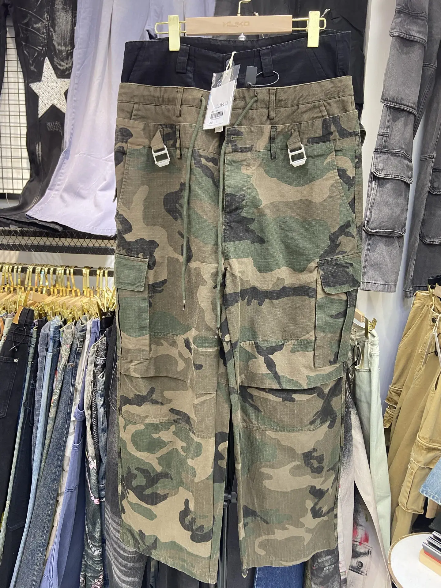 

Американские ретро-брюки карго с камуфляжным принтом, свободные прямые повседневные брюки унисекс, рабочие брюки с вставками, для повседневной носки