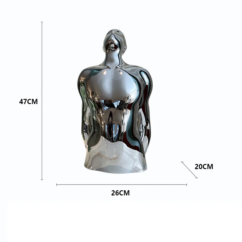 Creative Abstract Silver Earned Character Sculpture Ornament Living Room Desktop Resin Craft Art Statue Home Accessories