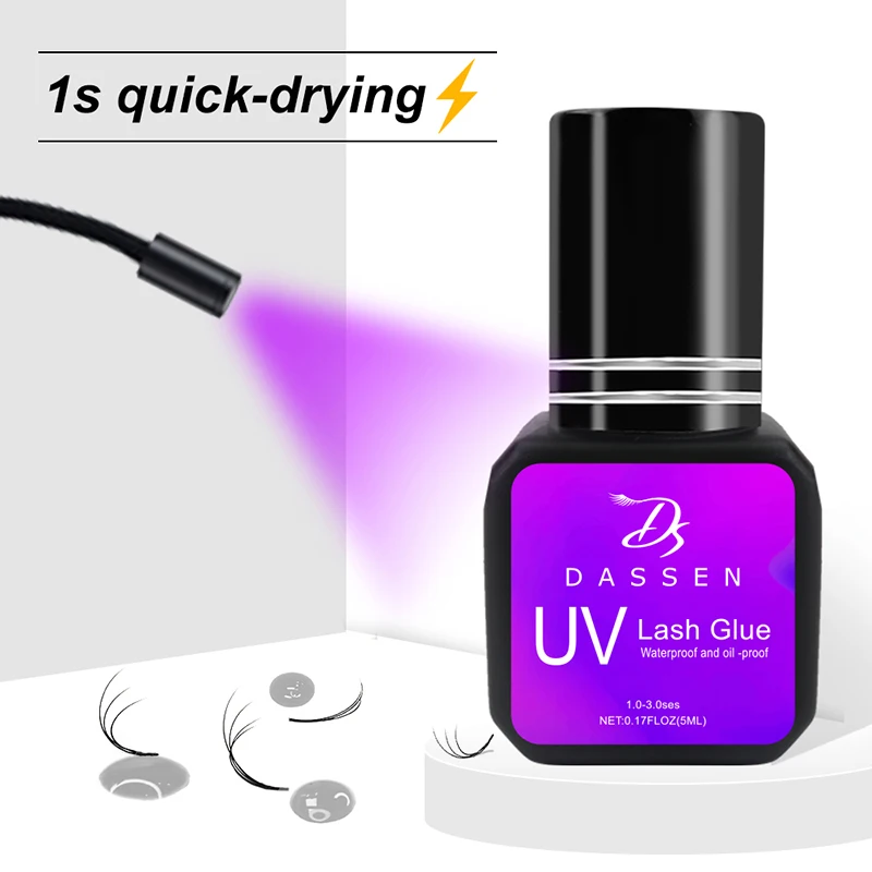 UV-Wimpernkleber, Wimpernverlängerungskleber, 5 ml, schnell trocknend in 1 Sekunde, langlebiger, wasserfester Wimpernkleber, UV-Kleber für Wimpernverlängerung