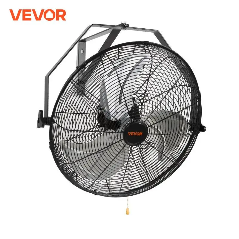VEVOR Ventilador de Montaje en Pared, 44,6 cm, 3 Velocidades de Alta Velocidad Máx. 4150 CFM, Ventilador de Pared Industrial Oscilante Impermeable, Comercial o Residencial para Almacén, Patio, Negro