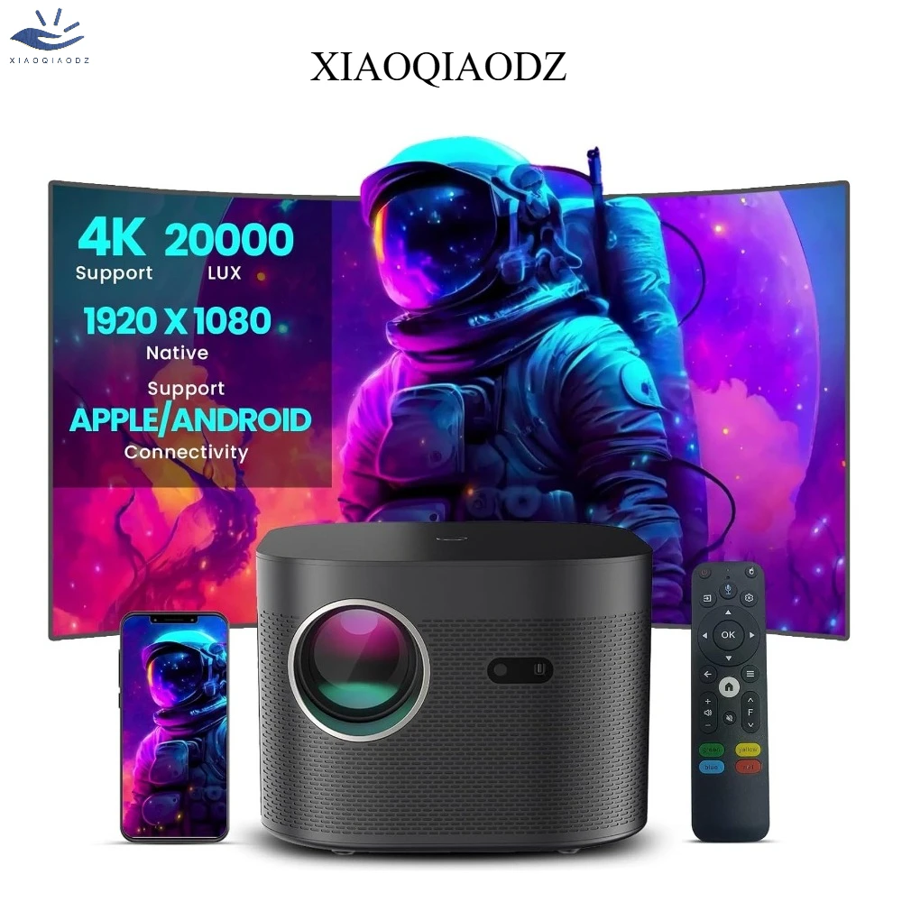 

XIAOQIAODZ 4K Projector Home Theater Video Game Portable Smart LED 1080P Android Phone Cinema HD Child Educate Auto Focus