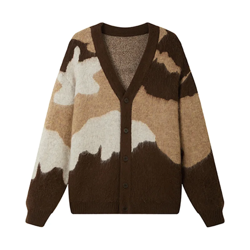 

Свитер с большим v-образным вырезом, мужской свитер премиум-класса с принтом, акриловая смесь, зимнее качество, мягкий удобный кардиган, шелковистые Sueters De Hombre