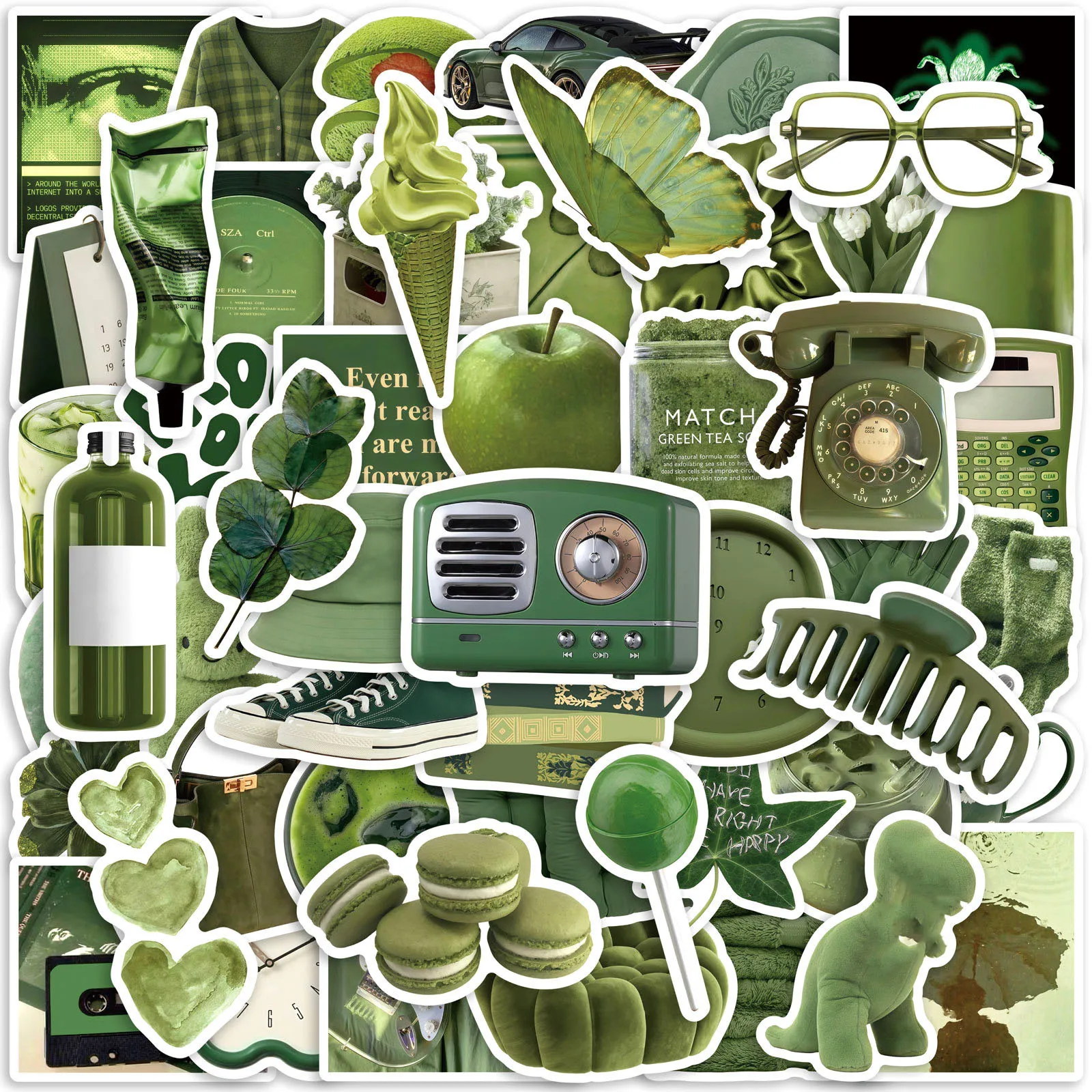 

10/50PCS Korean Style INS Style Olive Green Stickers Literary Personality DIY Decoration Mobile Phone Case Notebook Water Cup