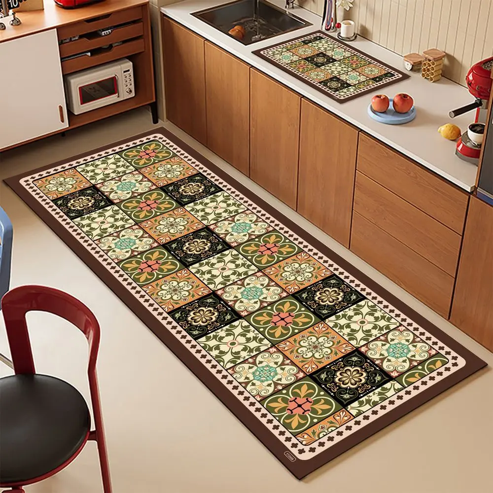 VIKAMA BOHO Kitchen Rug Easy To Clean, Closet Mat, Laundry Room Mat, Restaurant Mat, Crystal Plush Foot Mat, Home Decoration