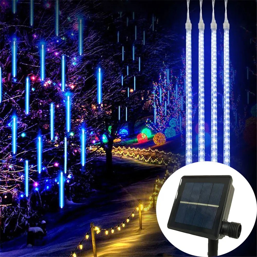 

Solar LED Meteor Shower Rain Lights Falling Raindrop Fairy String Lights for Christmas Tree Ornaments Holiday Party Decor 2024