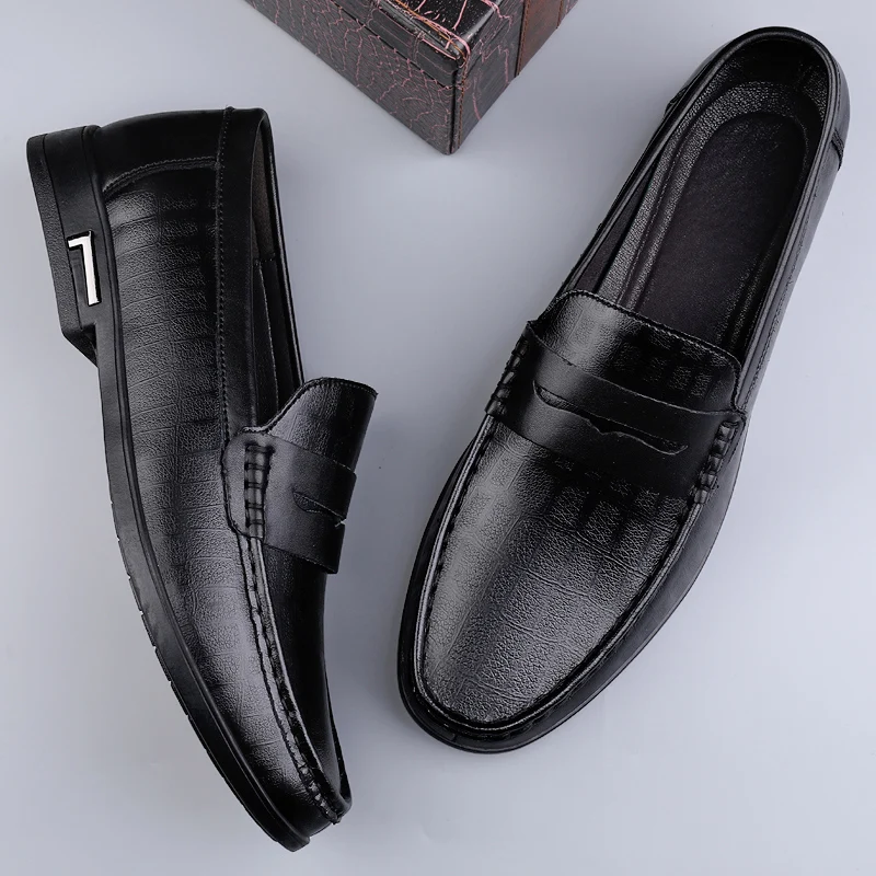 Zapatos casuales de cuero para hombre, estilo mocasín, nuevos, para las cuatro estaciones, Doudou, para exteriores, de una sola pieza.