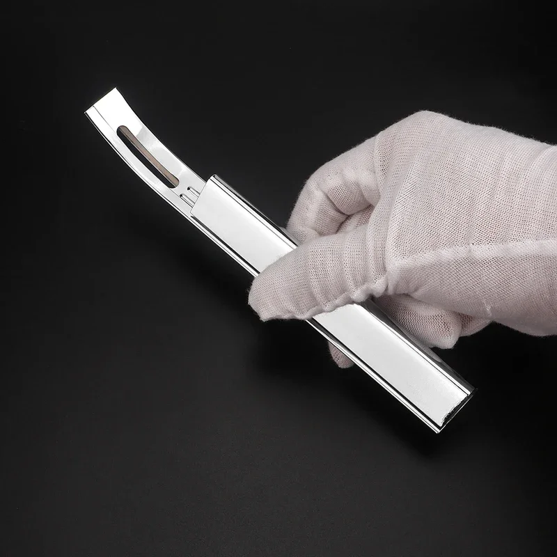 مجموعة واحدة من أدوات القطع ذاتية الصنع من الجلد المعدني مع 3 قطع شفرة سكيفر بديلة، حرفة جلدية رفيعة - أسود/فضي