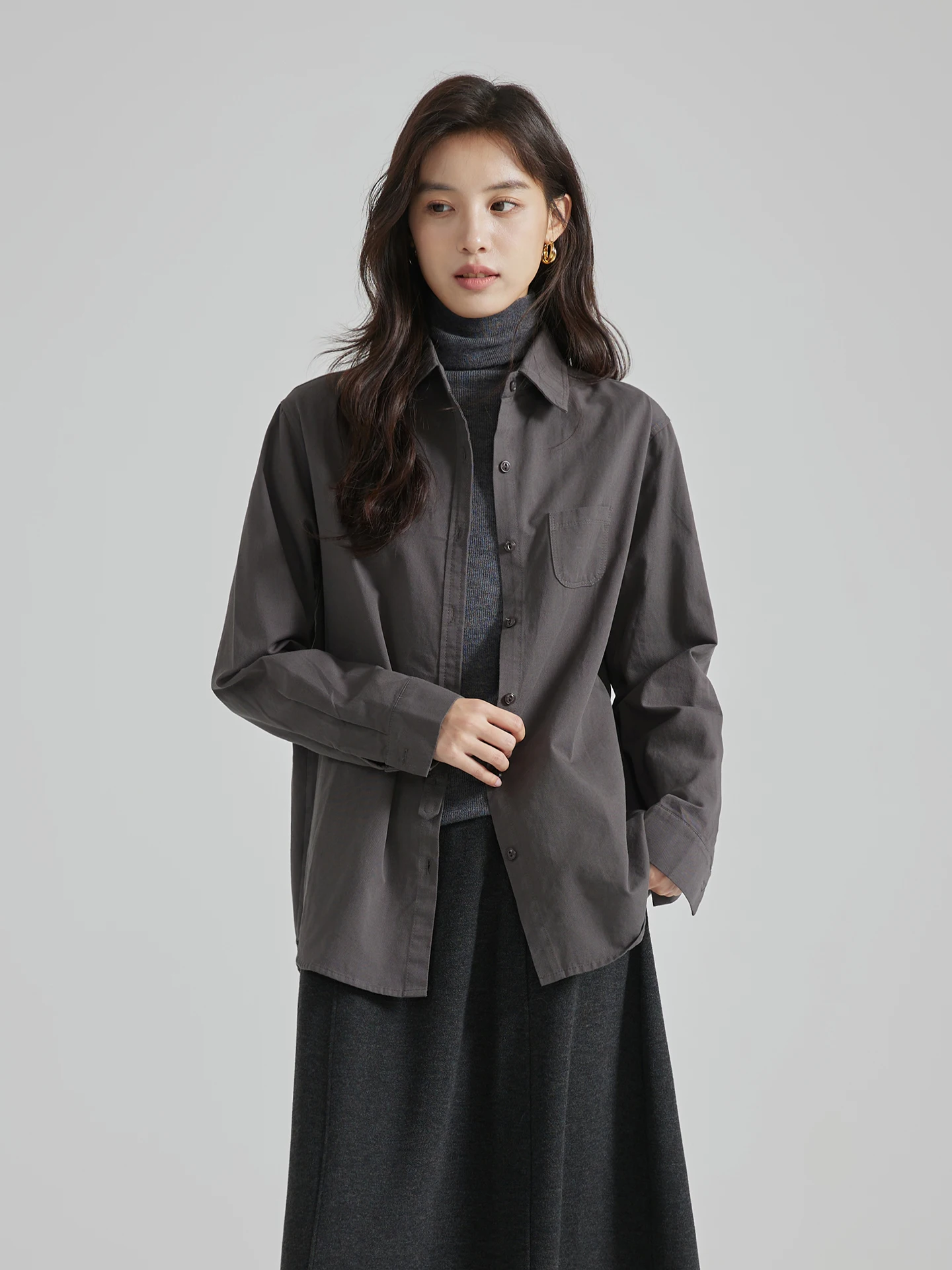 

Casual Loose Long Sve Women's irt SUPMWOS 2025 Early Autumn Faionable ey Pure Cotton Breathable Comfortable Fit for ...