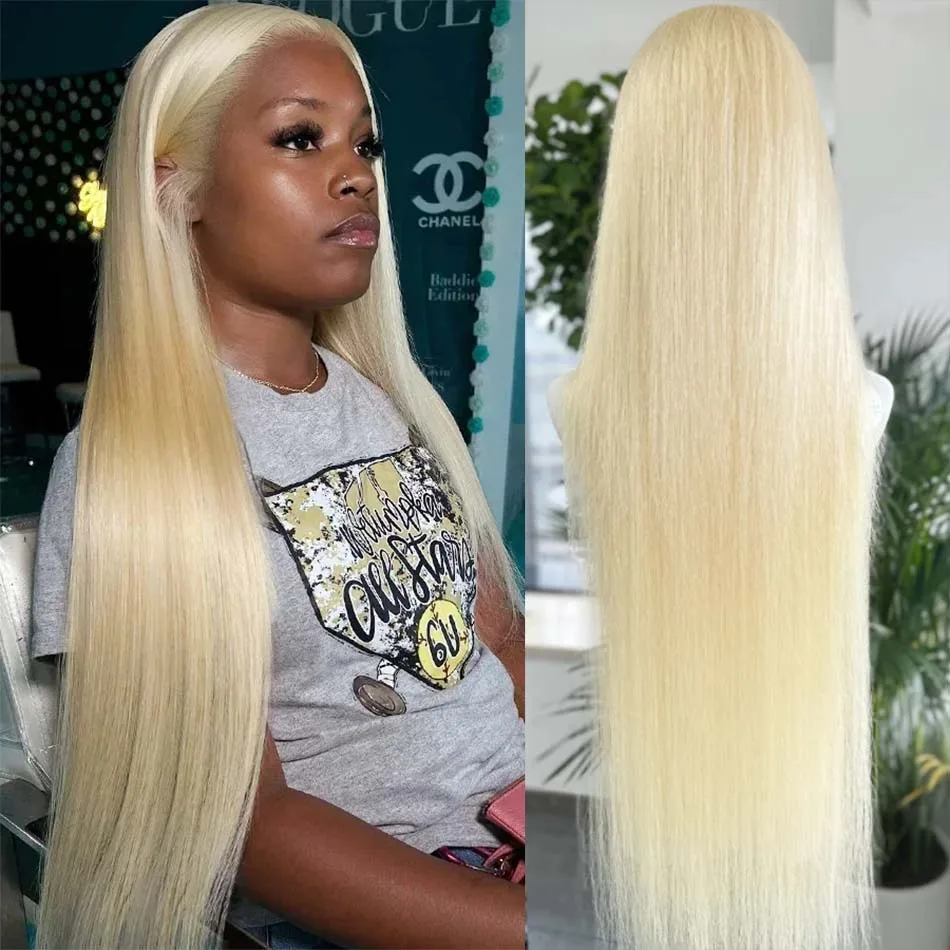 HD Transparent 613 Honey Blonde Colored Straight 13x4 Lace Frontal Human Hair Wig 30 38Inch Brazilian 13x6 HD Lace Wig For Women