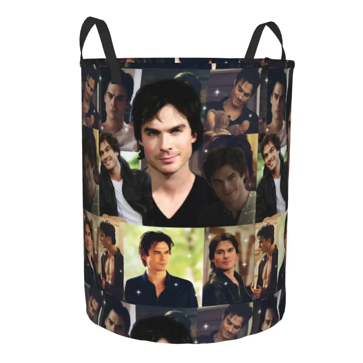 Custom Damon Salvatore The Vampire Diaries TV Show Laundry Hamper Large Clothes Storage Basket Stefan Salvatore Collage Toys Bin