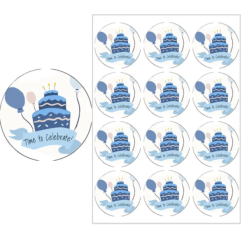 3.5/4.5cm Beautiful Happy Birthday Self-adhestive Stickers Birthday Gift packaging Sealing Label Party Decoration Stationery