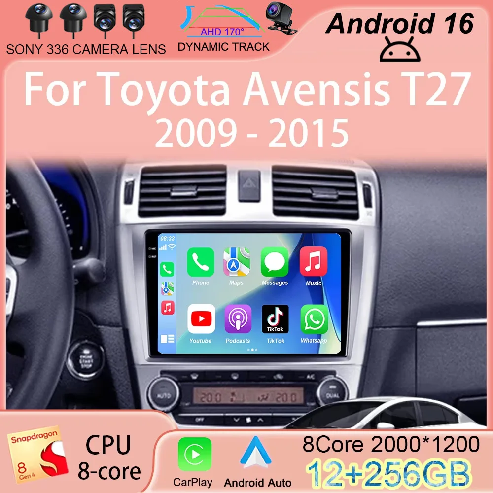 

Автомагнитола Android 16 для Toyota Avensis T27 2009-2015 с GPS-навигацией, мультимедийным плеером, Wi-Fi, 4G, CarPlay, видео, 2DIN