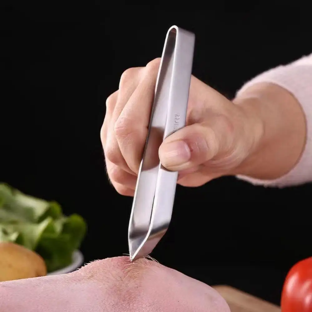 ملاقط عظم السمك، أداة إزالة كماشة ملاقط مسطحة ومائلة من الفولاذ المقاوم للصدأ (4.6 بوصة) أدوات أدوات المطبخ #5