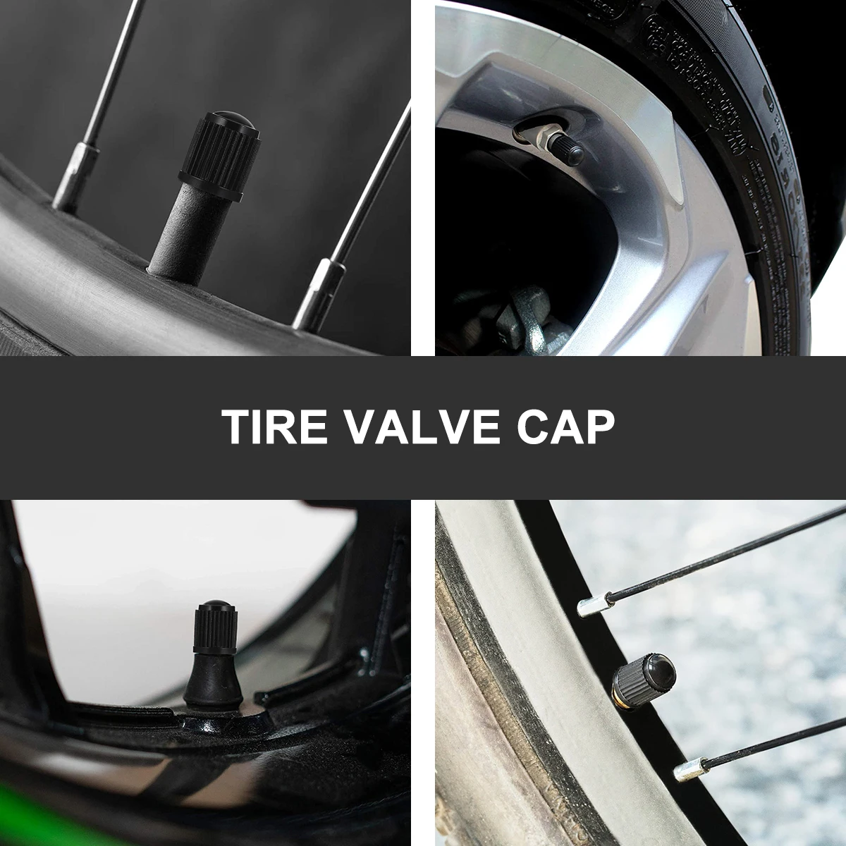 

200pcs Valve Stem Cap Tire Caps Wheel Dust Covers Black Replacement Durable Solid Plastic For Car Bike Tires Protect Prevent