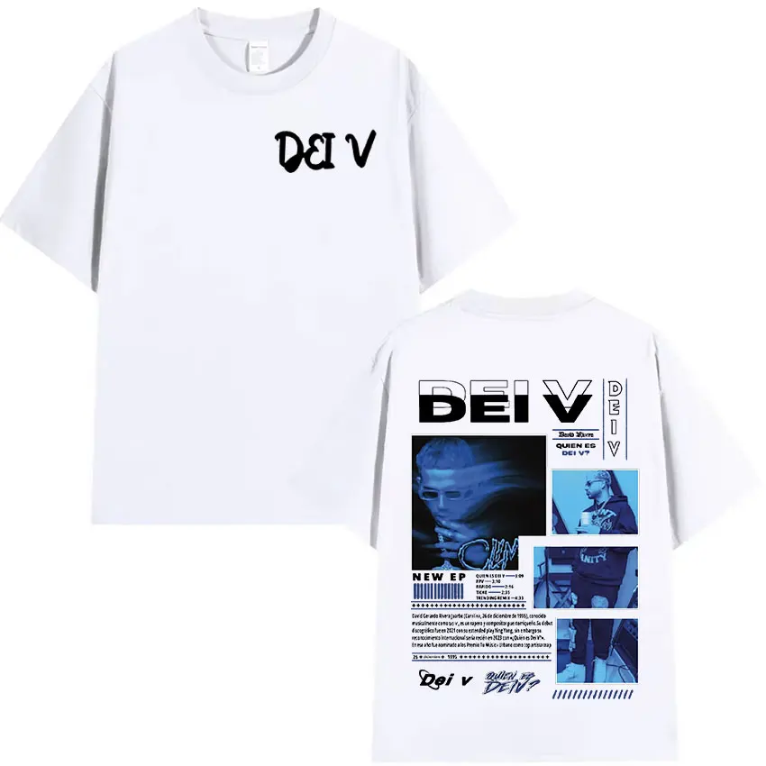 Rapper Quien Es Dei V?  Tour 2025 Graphic T-shirt Men's Hip Hop Gothic Short Sleeve T-shirts 100% Pure Cotton T Shirt Streetwear