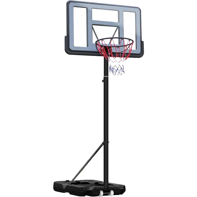 

WIN.MAX Portable Basketball Hoop Outdoor, 3.3-10ft Adjustable Height, 40inch Backboard with Shatterproof Backboard & Larger Base