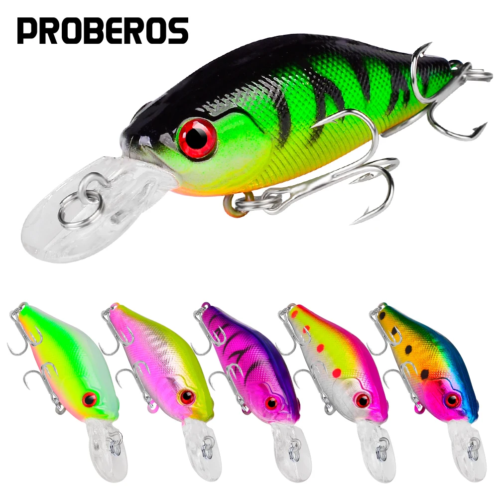 PROBEROS 7 g 70 mm Minnow-Angelköder, schwimmender harter Köder mit Drillingshaken, Swimbait-Kunstköder für Karpfen, Barsch, Hechtangeln