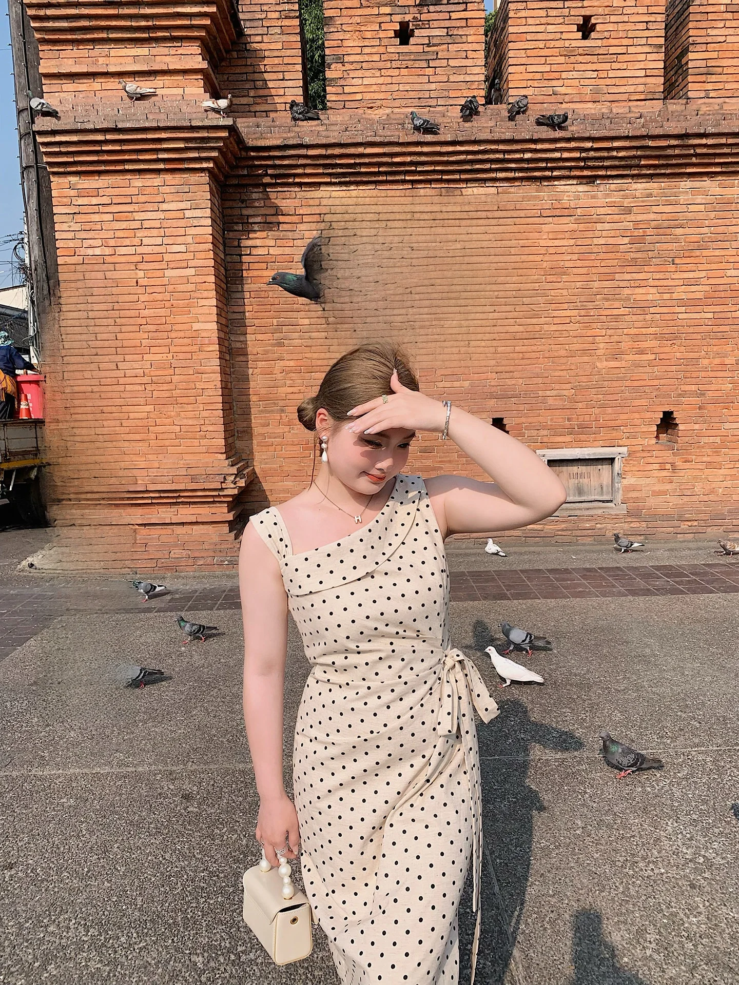 

Herwear Polka Dot Cotton Linen Sleeveless Women's Dress High Waist Long Skirt Casual Style Summer Season City Commuting