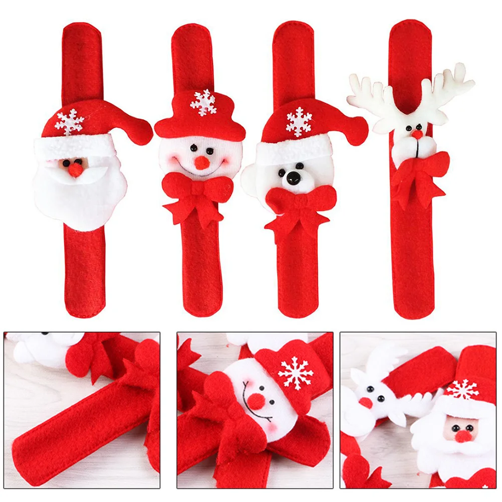 크리스마스 슬랩 팔찌 곰 패턴 어린이 팔찌 파티 선물 경량 휴대용 휴일 장식 새해용